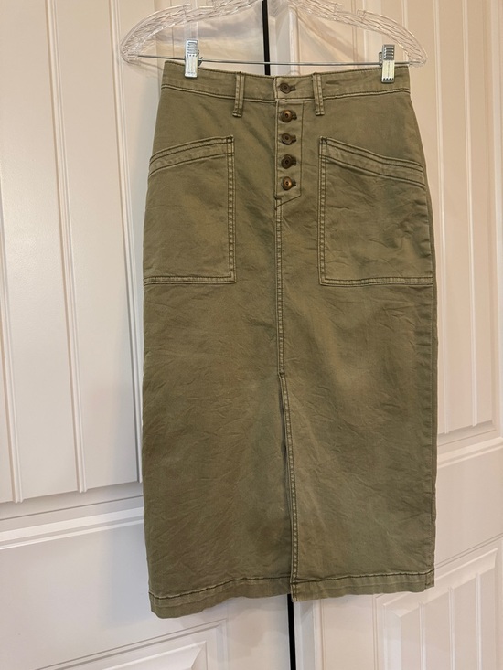 Anthropologie Dresses & Skirts - Anthropologie Olive Green Button-Front Midi Skirt